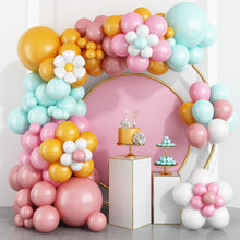 Load image into Gallery viewer, 144PCS Pastel Macaron Daisy Balloon Garland Kit, Mint Green & Light Pink Balloon Arch Decorations with Daisy Balloons for Birthday, Wedding, Baby Shower, Dessert Table & Party Backdrop