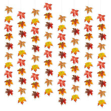Load image into Gallery viewer, Autumn Thanksgiving Stitched Maple Leaf Hanging Garland, Hand Sewn Fall Leaf Pull Flag Decor, Seasonal Wall Hanging Ornament to Create Warm Vibe for Harvest Festival, Family Dinner & Fall Themed Party Layout Supplies