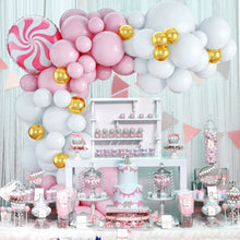 Load image into Gallery viewer, 102PCS Pink Blue White Balloon Garland Arch Kit, Gender Neutral Balloon Chain for Baby Shower, Gender Reveal, Baptism, Newborn Celebration Party Backdrop Decorations