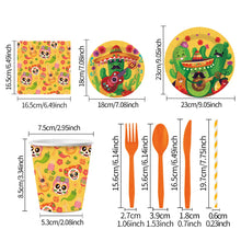 Load image into Gallery viewer, 90PCS Cactus Themed Disposable Tableware Party Supplies Set, Paper Plates, Napkins, Paper Cups & Cutlery Kit, Outdoor Camping Fiesta Table Decor for Friend Gathering, Desert Birthday, Backyard Picnic Seasonal Atmosphere Layout Ornaments