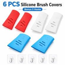 Load image into Gallery viewer, 6 Pack Silicone Paint Brush Protector Covers, Stretchy Paint Brush Sleeves in 3 Sizes, Flexible Brush Storage Keep Shape Tool Organizer with Hooks for Artists, DIY Painting Supplies (Red Blue White)