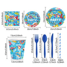 Load image into Gallery viewer, 180Pcs Pool Party Tableware Set, Summer Beach Disposable Plates Cups Napkins Cutlery Kit for 20 Guests, Tropical Party Supplies for Birthday, BBQ, Picnic & Outdoor Events