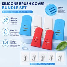 Load image into Gallery viewer, 6 Pack Silicone Paint Brush Protector Covers, Stretchy Paint Brush Sleeves in 3 Sizes, Flexible Brush Storage Keep Shape Tool Organizer with Hooks for Artists, DIY Painting Supplies (Red Blue White)