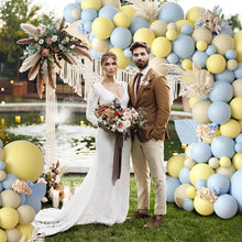 Load image into Gallery viewer, 94PCS Dusty Blue, Yellow &amp; Beige Balloon Garland Arch Kit, Pastel Tone Balloon Decorations for Birthday, Wedding, Anniversary, Gender Reveal, Celebration &amp; Photo Backdrop
