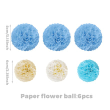 Load image into Gallery viewer, Blue &amp; White Cartoon Party Decorations Set, Letter Banner, Hanging Swirls &amp; Flower Ball Table Decorations for Birthday, Baby Shower, Classroom, Photo Backdrop &amp; Blue Theme Celebration
