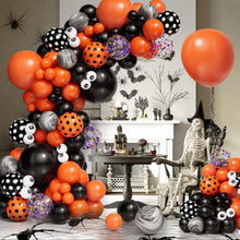 Load image into Gallery viewer, 152PCS Halloween Orange Black Eyeball Balloon Garland Chain Kit, Spooky Decor Supplies for Ghost Festival Party Scene Arrangement
