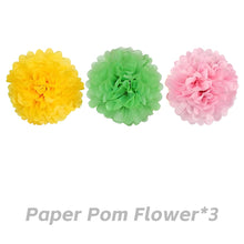Load image into Gallery viewer, Hawaiian Pineapple Party Decorations Kit, Tropical Palm Leaf Banner with Paper Pom Poms &amp; Fans for Birthday, Luau Party, Summer Celebration &amp; Photo Backdrop Decor
