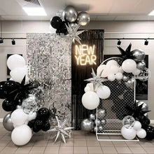Load image into Gallery viewer, 110PCS Elegant Metallic Silver Black White Balloon Garland Arch Kit, Balloon Chain Set for Birthday Bachelorette Party Decorations
