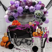 Load image into Gallery viewer, 100PCS Skeleton Halloween Balloon Garland Arch Set, Spooky Balloon Chain Decor Kit for Indoor Outdoor Halloween Party Background Layout
