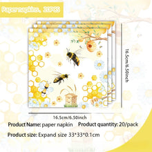 Load image into Gallery viewer, 80PCS Bee Theme Party Supplies Set, Disposable Tableware with Paper Plates, Cups &amp; Napkins, Honey Bee Party Decorations for Birthday, Garden Party &amp; Celebration
