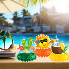 Load image into Gallery viewer, GDGDTOO Beach Summer Party Table Decor Kit - Tropical Honeycomb Table Centerpieces for Pool Gathering Birthday Holiday Indoor Banquet Desktop Scene Decorations
