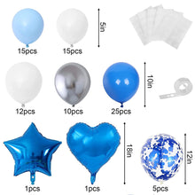 Load image into Gallery viewer, 84PCS Blue Star &amp; Heart Balloon Garland Arch Kit, Blue Theme Balloon Decorations for 1st Birthday Party, Anniversary, Celebration, Dessert Table &amp; Photo Backdrop
