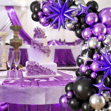 Load image into Gallery viewer, Purple Black Silver Balloon Garland Arch Kit with Spike Star &amp; Floral Balloons, Multi Tone Balloon Set for Birthday Party, Wedding, Bridal Shower, Graduation, Bachelorette, Engagement &amp; Celebration Decorations

