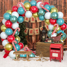 Load image into Gallery viewer, GDGDTOO Christmas Balloon Arch Garland Kit, Red Teal White Gold Balloons for Xmas Winter Holiday Party Decorations
