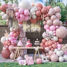 Load image into Gallery viewer, 122PCS Retro Pink Balloon Garland Kit, Pink Balloon Arch Decoration Set for Grand Opening, Birthday Party, Wedding Celebration &amp; Event Backdrop Decor
