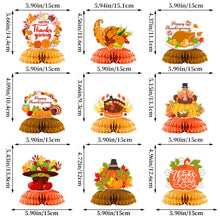 Load image into Gallery viewer, GDGDTOO Thanksgiving Day Party Centerpieces, Fall Harvest Honeycomb Table Decorations, Turkey Pumpkin Cornucopia Maple Leaf Honeycomb Centerpieces for Indoor Outdoor Holiday Dining Table Party Supplies

