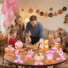 Load image into Gallery viewer, GDGDTOO Fall Pumpkin Honeycomb Party Centerpieces, Autumn Maple Leaf Table Decorations, Pink Pumpkin Themed Honeycomb Table Toppers for Indoor Holiday Dessert Table Celebration Party Supplies
