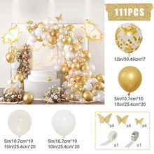 Load image into Gallery viewer, GDGDTOO White Metallic Gold Transparent Confetti Balloon Arch Garland Kit, Luxury Butterfly Style Balloons for Birthday Wedding Anniversary Party Decorations
