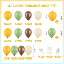 Load image into Gallery viewer, 107PCS Safari Jungle Animal Balloon Garland Arch Kit, Matte Balloon Decorations for Safari Birthday Party, Jungle Theme Celebration, Forest Party &amp; Photo Backdrop
