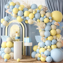 Load image into Gallery viewer, 94PCS Dusty Blue, Yellow &amp; Beige Balloon Garland Arch Kit, Pastel Tone Balloon Decorations for Birthday, Wedding, Anniversary, Gender Reveal, Celebration &amp; Photo Backdrop
