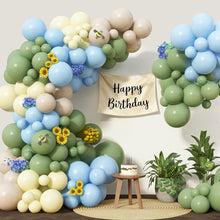 Load image into Gallery viewer, GDGDTOO Bee Honey Balloon Arch Garland Kit, Sage Green Sky Blue Cream Nude Balloons Set, Neutral Tone Balloon Garland for Birthday Bridal Shower Wedding Anniversary Bee Jungle Themed Party Decorations Supplies
