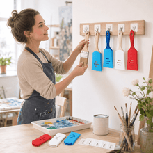 Load image into Gallery viewer, 6 Pack Silicone Paint Brush Protector Covers, Stretchy Paint Brush Sleeves in 3 Sizes, Flexible Brush Storage Keep Shape Tool Organizer with Hooks for Artists, DIY Painting Supplies (Red Blue White)

