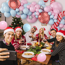 Load image into Gallery viewer, GDGDTOO Pastel Christmas Candy Themed Balloon Arch Kit, Pink Light Blue Balloon Garland Set for Winter Holiday Celebration Party Supplies
