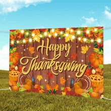 Load image into Gallery viewer, 5.9 FT Thanksgiving Harvest Themed Large Background Banner, Vibrant Autumn Elements Fabric Backdrop, Perfect Photo Booth Decor for Fall Festival, Family Dinner, Thanksgiving Party Indoor Outdoor Scene Layout Supplies
