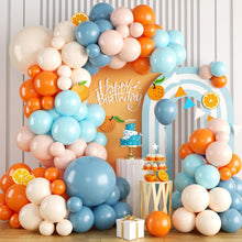 Load image into Gallery viewer, GDGDTOO Citrus Fruit Balloon Arch Garland Kit, Burnt Orange Light Blue Cream Nude Balloons Set, Macaron Tone Balloon Garland for Birthday Bridal Shower Wedding Anniversary Summer Fruit Themed Party Decorations Supplies
