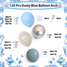 Load image into Gallery viewer, GDGDTOO Dusty Blue Cream Silver Balloon Arch Garland Kit, Matte Light Blue Beige Metallic Silver Balloons Set, Neutral Tone Balloon Garland for Birthday Bridal Shower Wedding Anniversary Engagement Party Decorations Supplies
