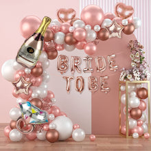 Load image into Gallery viewer, 112PCS Rose Gold Balloon Garland Arch Kit with Champagne Bottle &amp; Diamond Ring Balloons, Bachelorette Party Decorations for Bridal Shower, Engagement, Wedding &amp; Photo Backdrop
