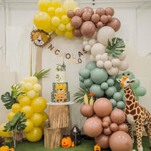 Load image into Gallery viewer, 107PCS Safari Jungle Animal Balloon Garland Arch Kit, Matte Balloon Decorations for Safari Birthday Party, Jungle Theme Celebration, Forest Party &amp; Photo Backdrop
