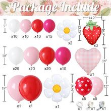 Load image into Gallery viewer, 137PCS Sweet Strawberry Balloon Arch Garland Set, Red Pink Polka Dot Balloons for Baby Birthday Banquet Party Backdrop Layout Supplies
