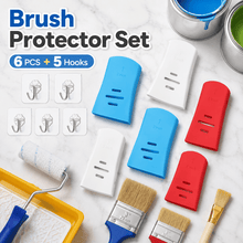 Load image into Gallery viewer, 6 Pack Silicone Paint Brush Protector Covers, Stretchy Paint Brush Sleeves in 3 Sizes, Flexible Brush Storage Keep Shape Tool Organizer with Hooks for Artists, DIY Painting Supplies (Red Blue White)
