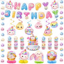 Load image into Gallery viewer, Party decoration in Colombia Party decoration in Colombia Baozi Squishy Theme Birthday Party Supplies Set Banner Spiral Hanging Decorations Baby Shower Kids Birthday Party Decorations
