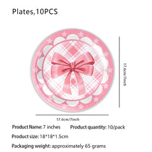 Load image into Gallery viewer, 71pcs Pink Bow Themed Party Decorations Set Serves 24, Bow Birthday Supplies with Plates, Napkins, Cups, Banner, Tablecloth, Cake Toppers, Balloons for Birthday Baby Shower Decorations
