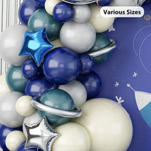 Load image into Gallery viewer, Silver Gray Cartoon Astronaut Outer Space Balloon Garland Arch Kit, Universe Themed Decor Set for Living Room &amp; Birthday Party Supplies
