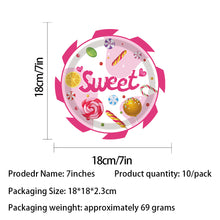 Load image into Gallery viewer, 92PCS Candyland Birthday Party Supplies Set, Lollipop Candy Party Decorations with Disposable Paper Plates, Cups, Napkins, Straws &amp; Banner, Sweet Candy Theme Tableware for Kids Birthday Celebration
