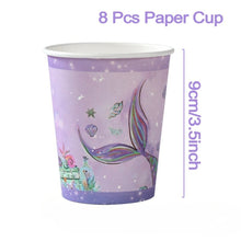 Load image into Gallery viewer, 40PCS Dreamy Purple Mermaid Disposable Tableware Set, Mermaid Themed Paper Plates Napkins Cups Kit, Under The Sea Party Decor Supplies for Birthday, Baby Shower, Ocean Theme Celebration Table Layout Ornaments
