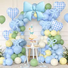 Load image into Gallery viewer, GDGDTOO Sky Blue Sage Green Cream Gingham Heart Balloons Set, Macaron Pastel Tone Balloon Garland for Birthday Bridal Shower Wedding Anniversary Celebration Party Decorations Supplies
