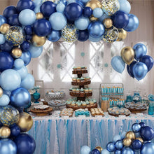 Load image into Gallery viewer, 98PCS Navy Blue Metallic Gold Balloon Garland Arch Kit, Blue Themed Balloon Chain Set for Baptism, 1st Birthday Party Decorations, Celebration Backdrop Supplies
