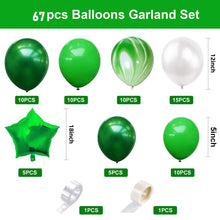 Load image into Gallery viewer, 67PCS Dark Green Forest Nature Themed Balloon Garland Arch Kit, Star Balloon Set for Party Backdrop Decorations Supplies
