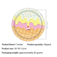 Load image into Gallery viewer, 82Pcs Ice Cream Themed Birthday Party Supplies, Disposable Tableware Set with Banner, Tablecloth, Plates, Napkins, Cups Cutlery for Sweet One Birthday Baby Shower Summer Party Decorations
