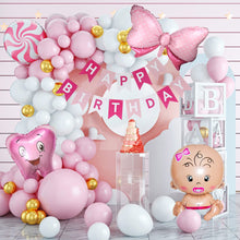 Load image into Gallery viewer, 106PCS Pink White Butterfly Balloon Garland Arch Kit, First Tooth Themed Decor for Baby Shower Birthday Party Backdrop Supplies
