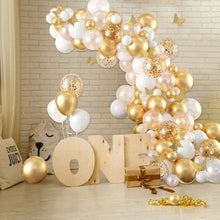 Load image into Gallery viewer, 111PCS Pearlescent Gold Balloon Garland Kit, Butterfly Themed Balloon Set for Wedding, Bridal Room, Birthday 1st Birthday Party Decorations
