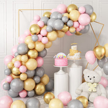 Load image into Gallery viewer, 90PCS Dusty Pink &amp; Metallic Gold Balloon Garland Arch Kit, Grey Pink Balloon Decorations for 1st Birthday, Wedding, Shower, Anniversary &amp; Photo Backdrop
