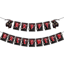 Load image into Gallery viewer, Halloween Horror Skull Hanging Pull Flag Banner, Gothic Skeleton Garland Bunting Decor, Creepy Atmosphere Layout Supplies for Indoor Home, Bar, Window, Halloween Costume Party &amp; Ghost Festival Scene Decoration
