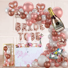 Load image into Gallery viewer, 112PCS Rose Gold Balloon Garland Arch Kit with Champagne Bottle &amp; Diamond Ring Balloons, Bachelorette Party Decorations for Bridal Shower, Engagement, Wedding &amp; Photo Backdrop
