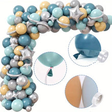 Load image into Gallery viewer, 131PCS Space Planet Balloon Garland Arch Kit, Slate Blue, Sage Green &amp; Beige Balloons for Birthday, Universe Theme Party, Galaxy Celebration &amp; Photo Backdrop Decorations
