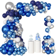 Load image into Gallery viewer, GDGDTOO Cool Blue Silver White Multi-size Balloon Arch Garland Kit, Decorative Party Balloons for Holiday Birthday Graduation Bridal Shower Engagement Backdrop Ornaments
